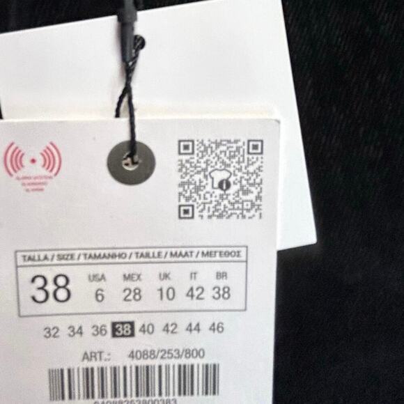 Nwt-Zara ZW COLLECTION HIGH WAIST CROPPED BOOTCUT FLOCKED JEANS-6 - Picture 5 of 8